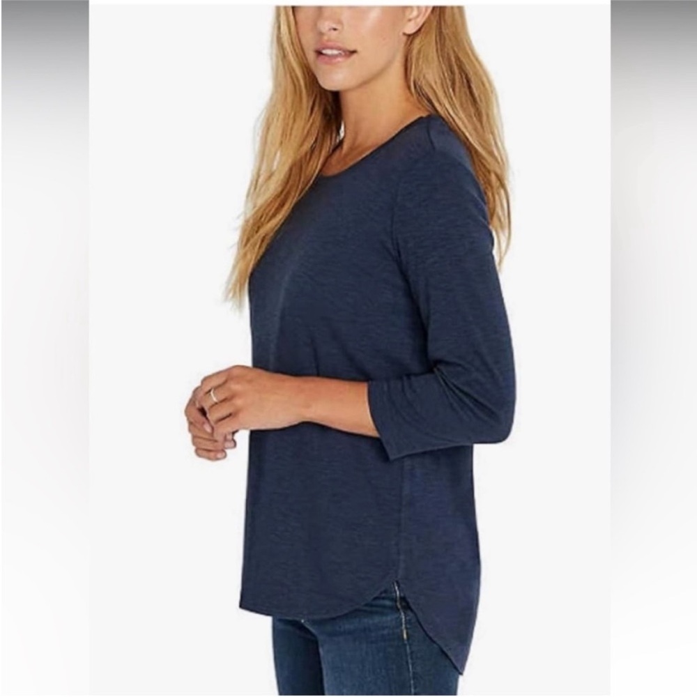 🌸2/$12🌸 Kirkland Signature 3/4 Length Cotton Slub Tee Blue Small NWOT